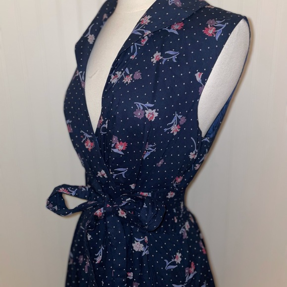 {eshakti} Navy Floral Sleeveless Collared Sundress - Picture 2 of 6